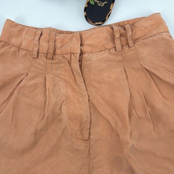 Anthropologie Sancia High-Rise Pleated Paper Bag Bermuda Shorts Apricot Small - Picture 2 of 11